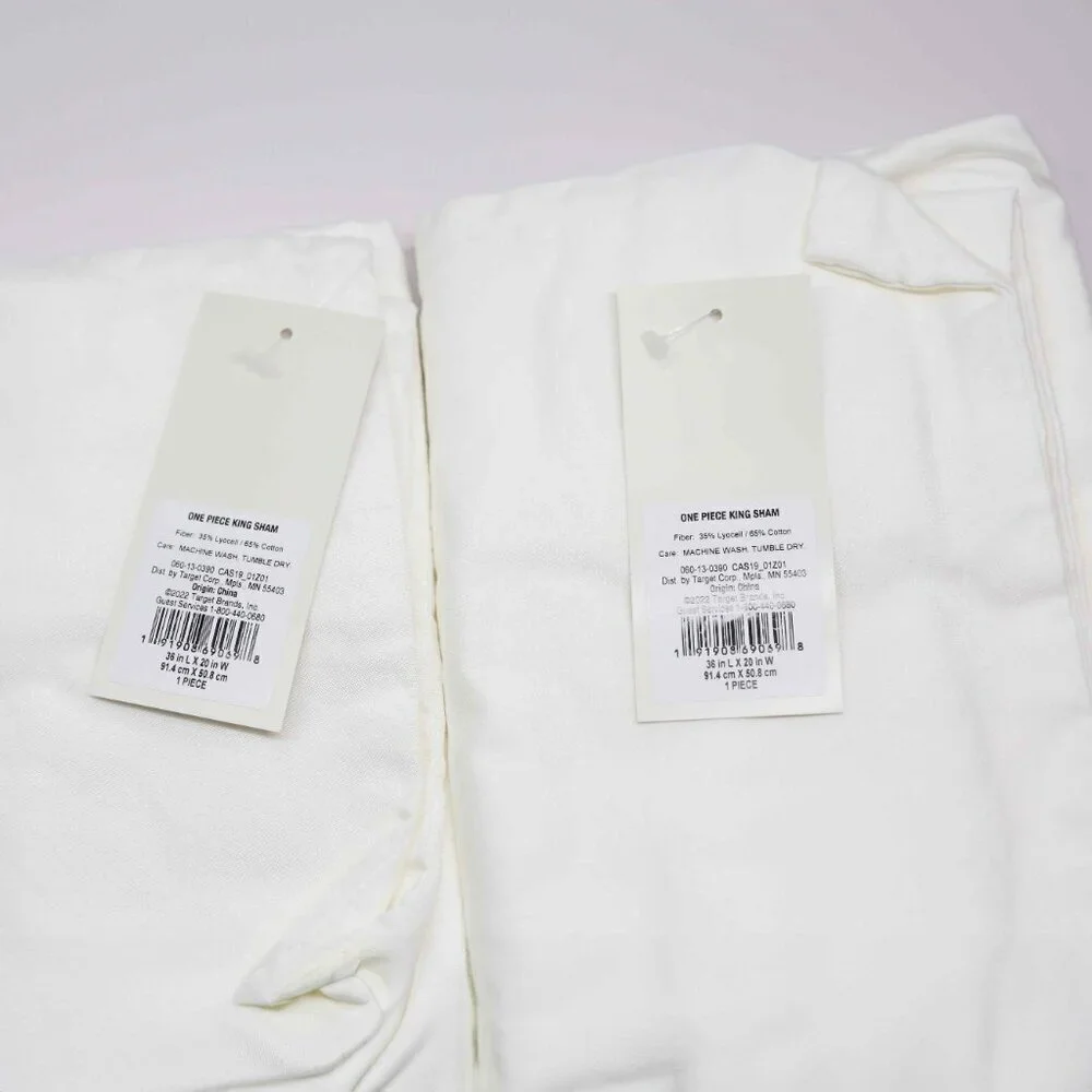 New!  Set of 2 Casaluna Lyocell Cotton Blend Comforter Shams, White, King Size